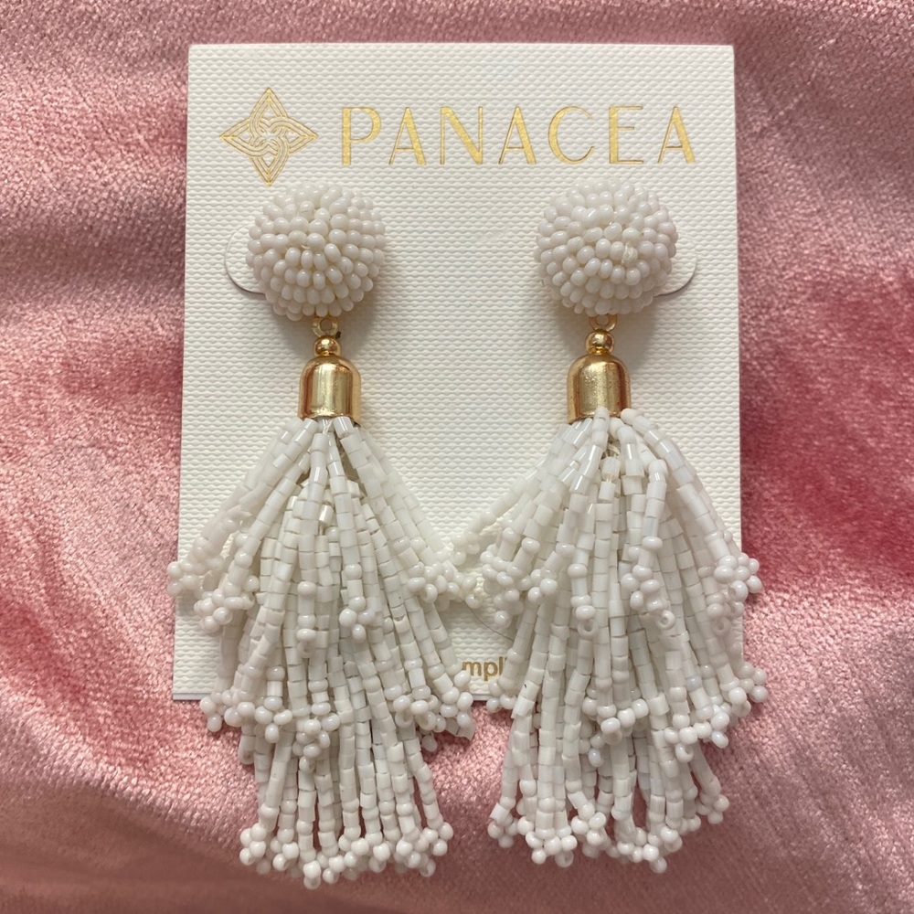 White Tassel Earrings